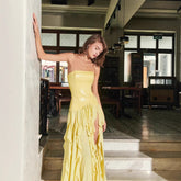 The Iris Strapless Ruffle Maxi