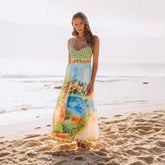Dress Graffiti Positioning Printing Beach Vacation Large Swing Dress