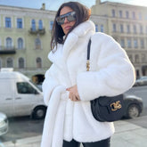 Ivory Belted Fur Coat