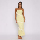 Women Clothing Summer Elegant Tube Top Package Hip Long Dress