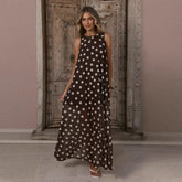 Women Summer Dress Mesh Polka Dot Printing A Swing Sleeveless Dress