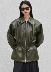 Verdant Belted Leather Coat