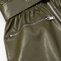 Verdant Belted Leather Coat