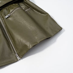 Verdant Belted Leather Coat