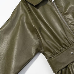 Verdant Belted Leather Coat