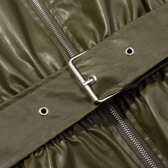 Verdant Belted Leather Coat