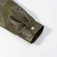 Verdant Belted Leather Coat