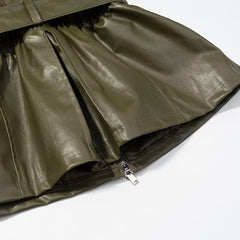 Verdant Belted Leather Coat