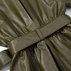 Verdant Belted Leather Coat
