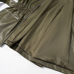 Verdant Belted Leather Coat