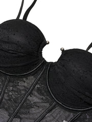 Sexy Lace Jumpsuit Mesh Sexy Figure Camisole Embroidered Floral Body Shaping Corsets