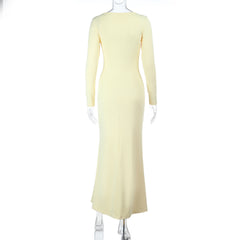 Sexy Ruffled Long Sleeve Slim Stretch Dress Autumn Type Hip Dress