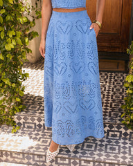 Elegance Sleeveless Embroidery Hollow Out Cutout Lace Maxi Dress Holiday Two Piece Sets
