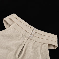 Women Clothing Graceful Fashionable Office Sleeveless Halter Top High Waist Shorts Two Piece Set