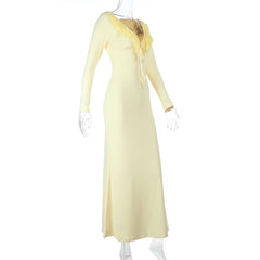 Sexy Ruffled Long Sleeve Slim Stretch Dress Autumn Type Hip Dress