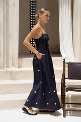 Women Polka Dot Print Elegant French Strap Dress