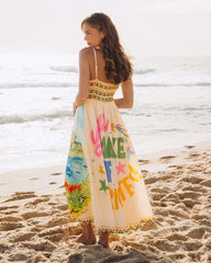 Dress Graffiti Positioning Printing Beach Vacation Large Swing Dress