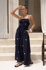 Women Polka Dot Print Elegant French Strap Dress