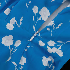 Digital Printed V neck Long Sleeve High Sense French Women Elegant A line Dress