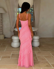 V neck off the Shoulder Wave Slim Fit Side Slit Sexy Backless Spaghetti Straps Dress Dress for Summer