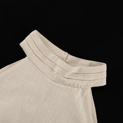 Women Clothing Graceful Fashionable Office Sleeveless Halter Top High Waist Shorts Two Piece Set