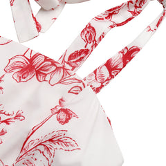 French Vacation Strap Retro Printed Large Swing Dress