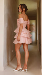 Summer Sexy Tube Top Backless Solid Color Tiered Dress