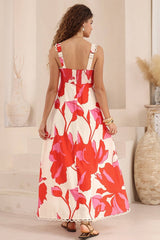Summer Dress Printed High Waist French Elegant Strap Dress Women