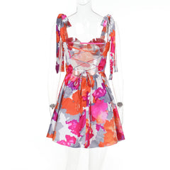 Sexy Short Waist Controlled Slimming Dress Printed A line Dress Summer