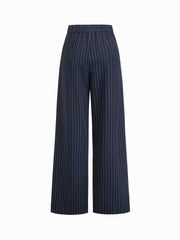 Professional Women Striped Sleeveless Asymmetric Top Straight Leg Trousers Two Piece Sets