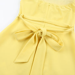 Solid Color Tube Top A line Dress Women Pleated Dress