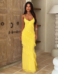 V neck off the Shoulder Wave Slim Fit Side Slit Sexy Backless Spaghetti Straps Dress Dress for Summer