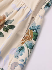 Cami Dress Sexy Printed High Slit Backless Pile Collar Maxi Dress