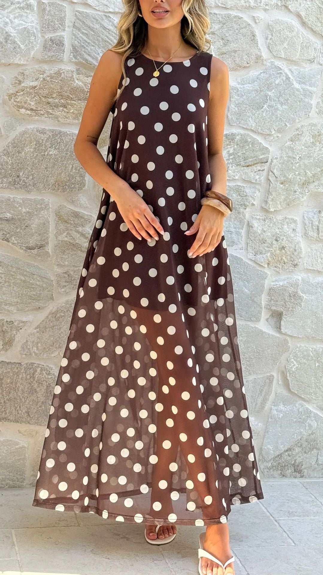 White Dots on Coffee Background