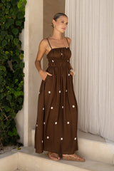 Women Polka Dot Print Elegant French Strap Dress