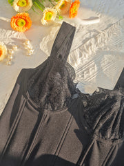 Sexy Black Lace Lace Inner Wear Spaghetti Straps Outerwear Body Shaping Gathered Steel Ring Boning Corset Bra