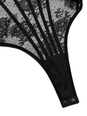 Sexy Lace Jumpsuit Mesh Sexy Figure Camisole Embroidered Floral Body Shaping Corsets