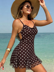 Summer Women Clothing Polka Dot Halter Backless Dress Seaside Holiday Sexy Strap Dress