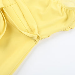 Solid Color Tube Top A line Dress Women Pleated Dress