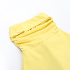 Solid Color Tube Top A line Dress Women Pleated Dress