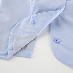 Summer Blue Cotton Linen Sleeveless Waistcoat Vest Trousers Two Piece Set for Women