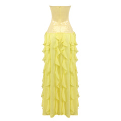 The Iris Strapless Ruffle Maxi